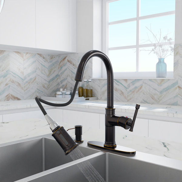 Clihome Pull Down Kitchen Faucet with Soap Dispenser Wayfair